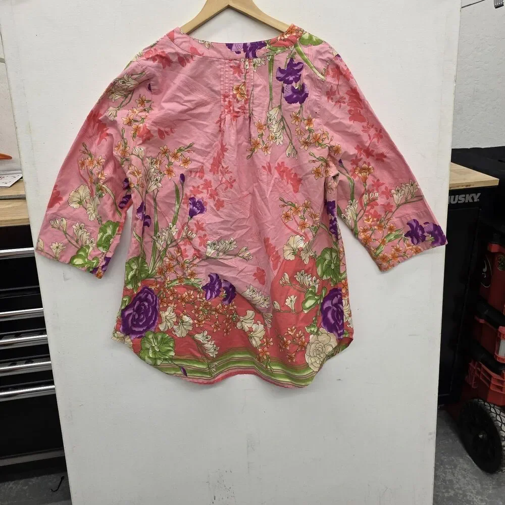 Soft Surroundings Floral Garden Blouse Women's Size 1X Pink - Picture 2 of 10